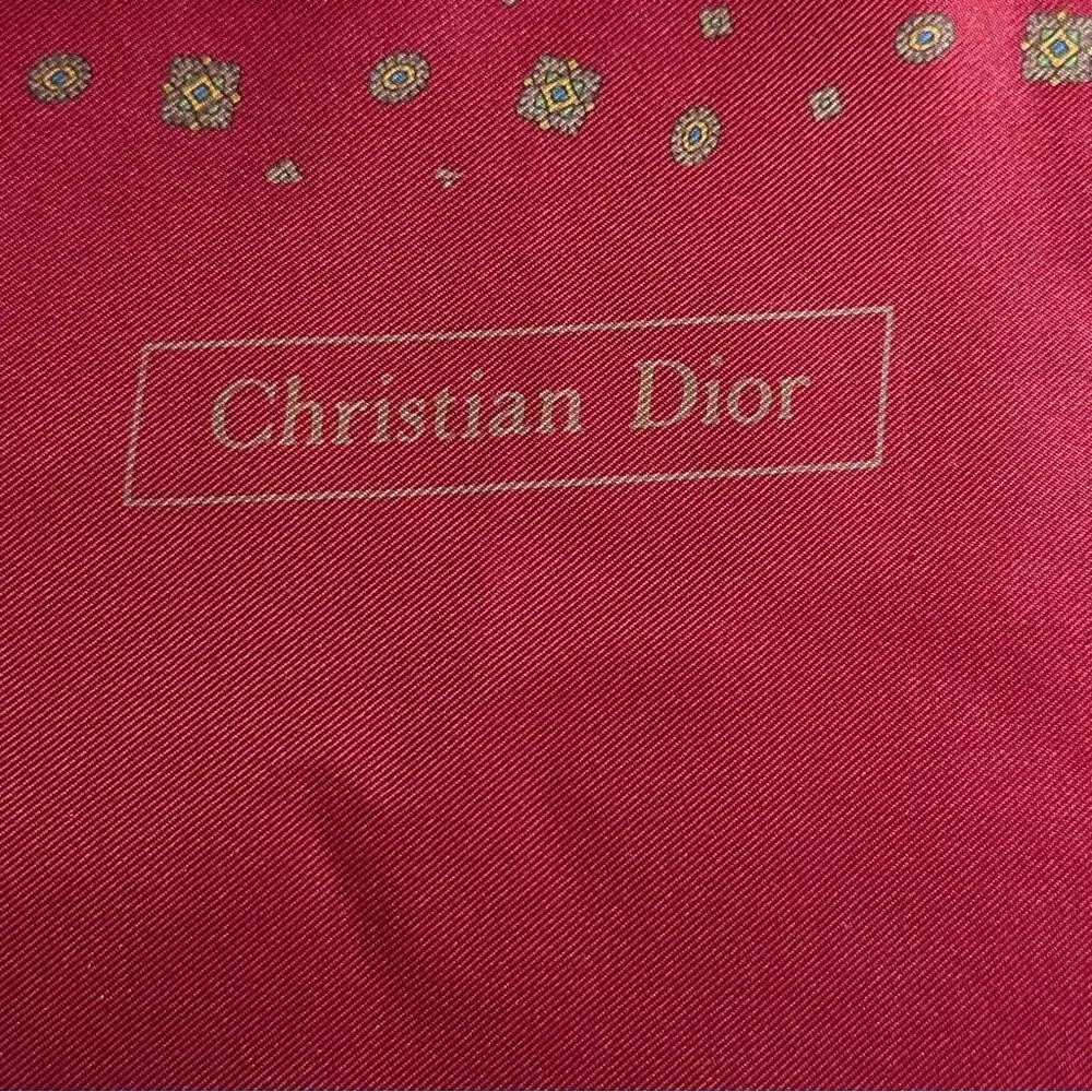Vintage Christian Dior Reversible Silk and Wool Dark Red Printed Scarf 55” x 9”